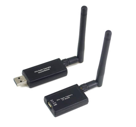 Pair of 915 MHz FPV radio telemetry modules with antennas